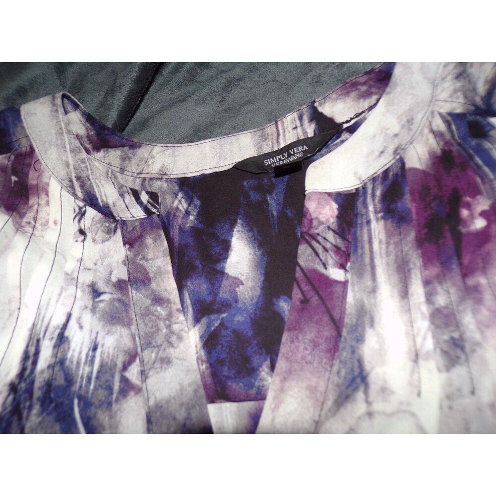 Simply Vera Vera Wang long sleeve purple print size XXL blouse - Picture 3 of 3